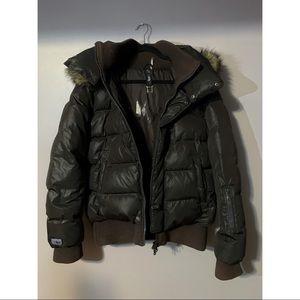 Soia & Kyo • Dark Espresso Brown Down-Filled Winter Puffer Coat w/ Faux Fur Hood